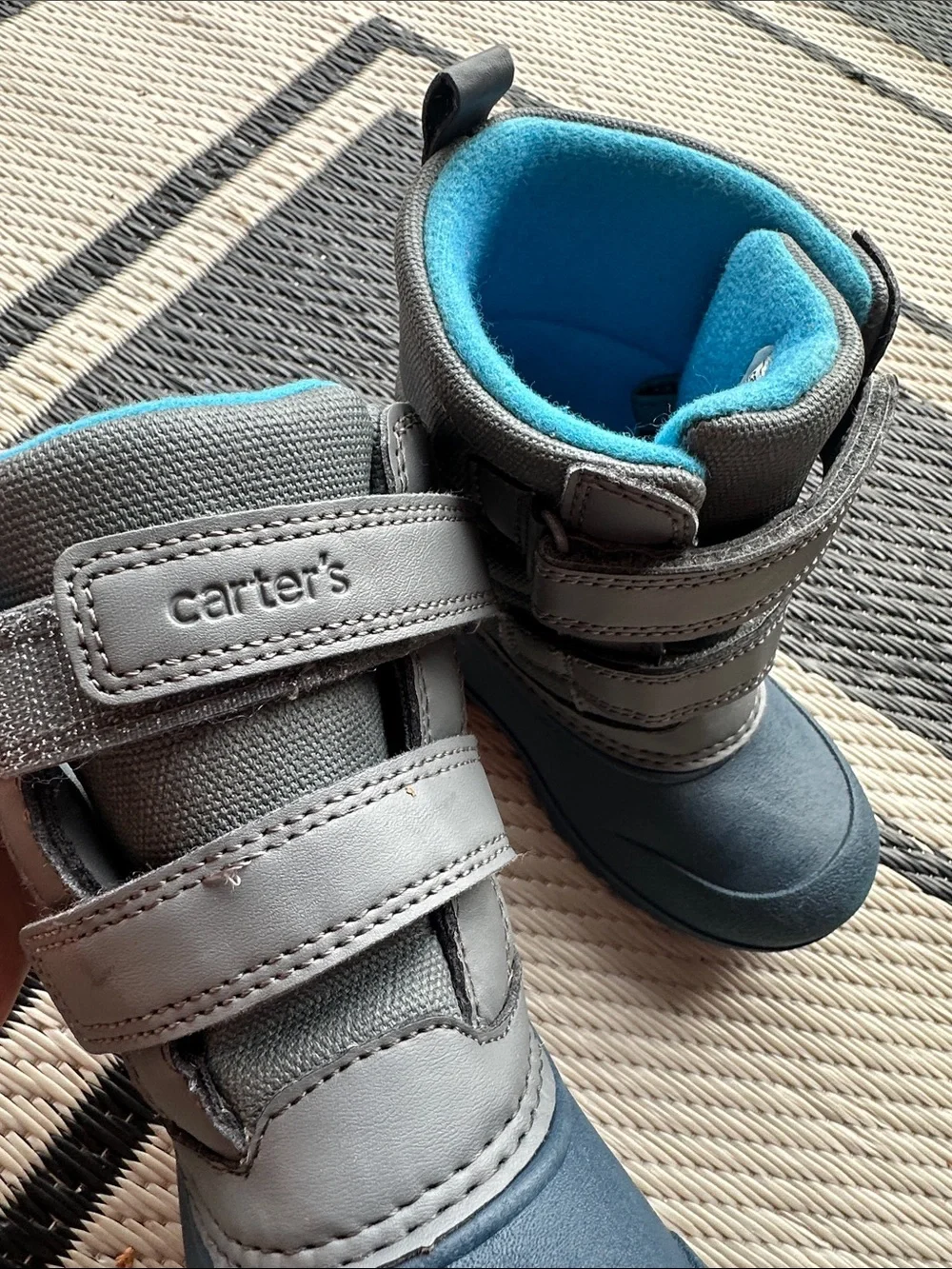 Carter's Gray Kids Winter Boots with Blue Lining